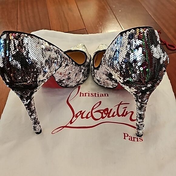 Christian Louboutin Pigalle Follies 100 Reversable Sequin Pointed Pumps 39.5 - Picture 6 of 12